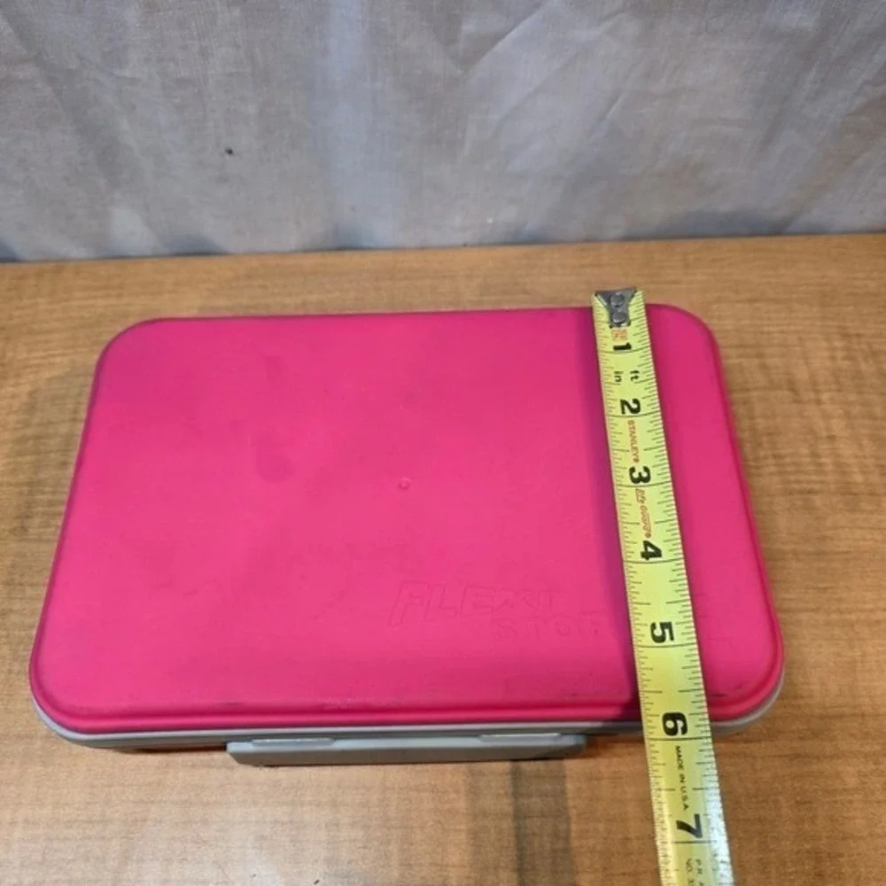 IT'S ACADEMIC Collapsible Pencil Pen‎ Case Box with Lid Flexi Storage Pink Gray